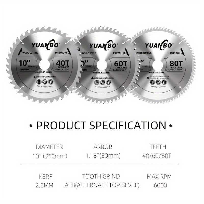 1pc 250mm*30mm circular saw blade, fast cutting, suitable for softwood and hardwood, blockboard and particleboard