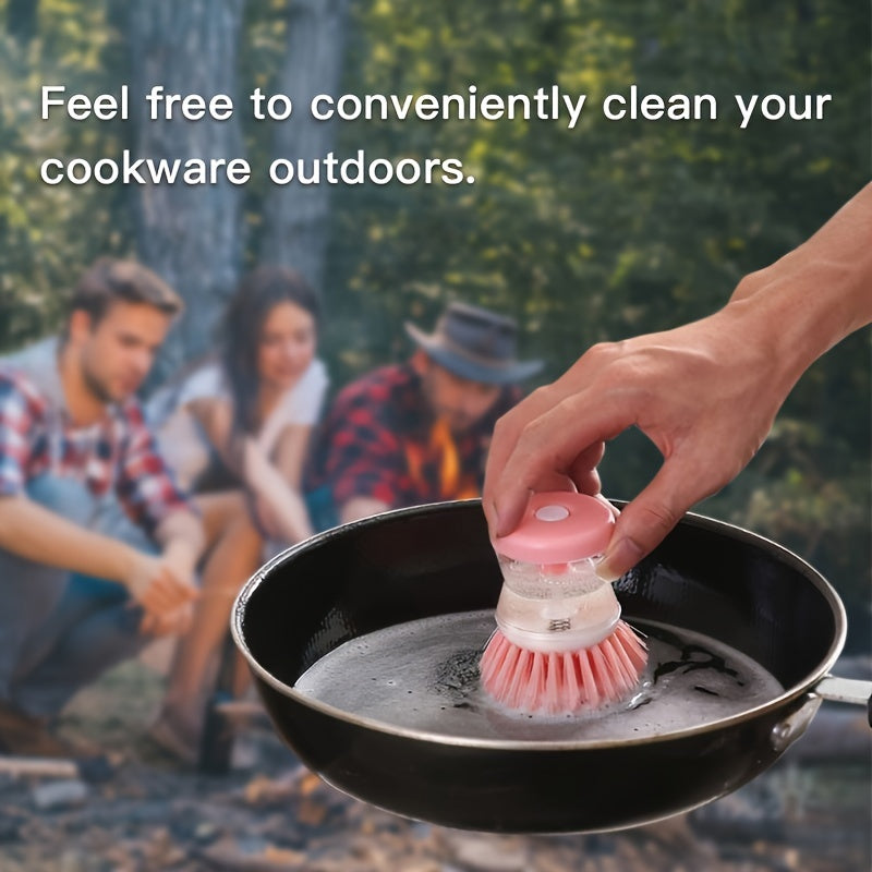1pcs, Kitchen Pot Cleaning Brush, Home Dishwashing Brush, Press Soap Liquid Brush Portable Small Kitchen Pot Pan