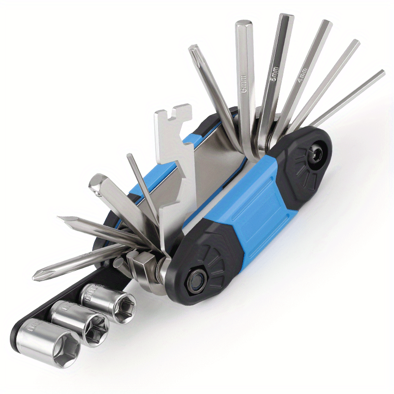 1pcs 16 in 1 Foldable Stainless Steel Rivet Removal Professional Pliers - Multi-purpose Bicycle Repair Tools for Travel, Off-road, Racing, Mountain Biking - Perfect Valentine's Day Gift for Men and Bicycle Lovers