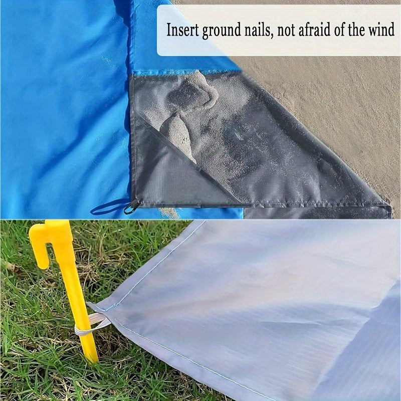 Extra Durable Waterproof Beach Mat - Sand and Moisture Resistant, Easy Clean Polyester Blend, 55" x 80" / Includes Stakes and Carabiners, Great for Camping, Picnics and Outdoor Adventures Blue / 140.0*200.0cm