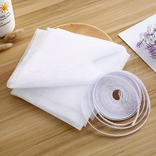 Traditional Style Adhesive DIY Window Screen Net Curtain Set with Hooks and Tape, Cuttable Mosquito Screen for Multiple Windows, Home Decoration Accessories - 1 Set