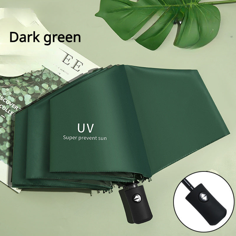 Automatic opening folding umbrella with UV protection, 8 steel ribs, 190T polyester pongee fabric, windproof, compact, sun and rain protection - Professional for business and travel