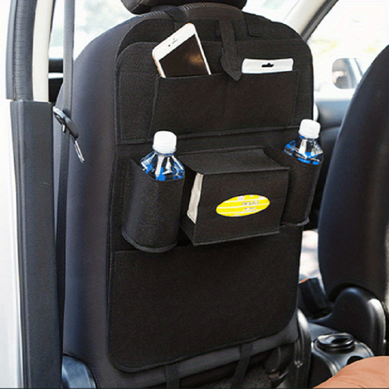 Portable Felt Car Seat Back Multi-Pocket Organizer - Spacious storage space for travel essentials, durable structure, easy installation - Perfect for road trips, family outings and daily commutes