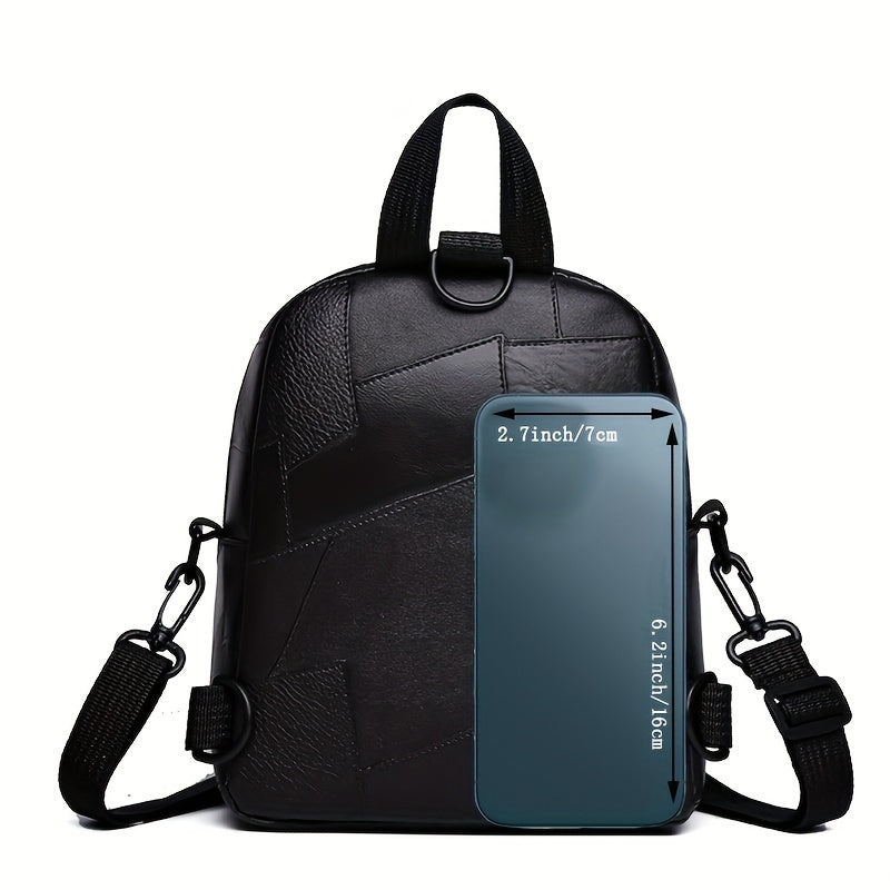 Stylish black faux leather backpack - Versatile and lightweight with adjustable shoulder straps for a casual style for women