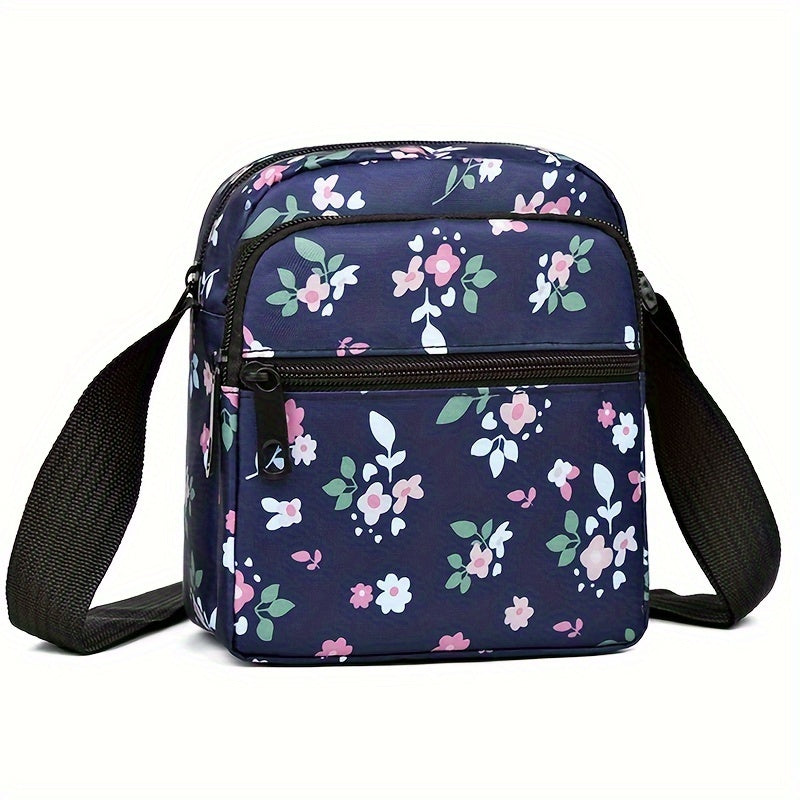 Women's Nylon Tropical Print Crossbody Bag Casual Mini Shoulder Bag with Zipper