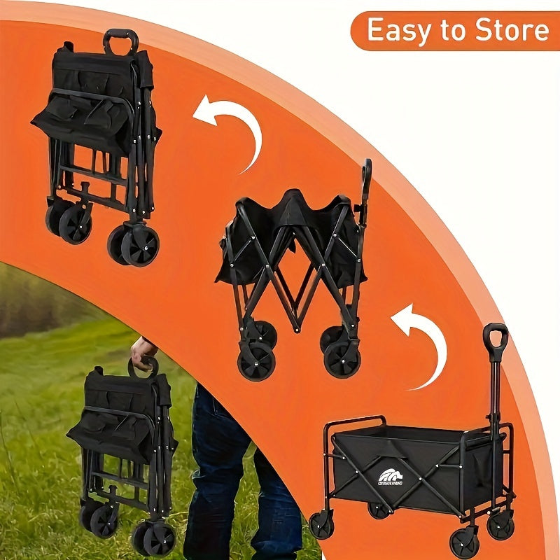 Versatile Heavy Duty Folding Cart - Perfect for the Beach, Boat, Pets, Groceries and Camping | Easy to Store, All Terrain Wheels, Black