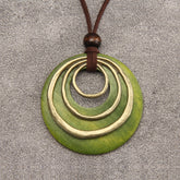 Vintage Bohemian Geometric Circular Pendant Necklace Elegant Artisanal Alloy Long Chain with Earthy Tones & Turquoise Bead Accents Unisex for & Daily Wear Holiday Gifts (Mother’s Day Valentine’s Thanksgiving)