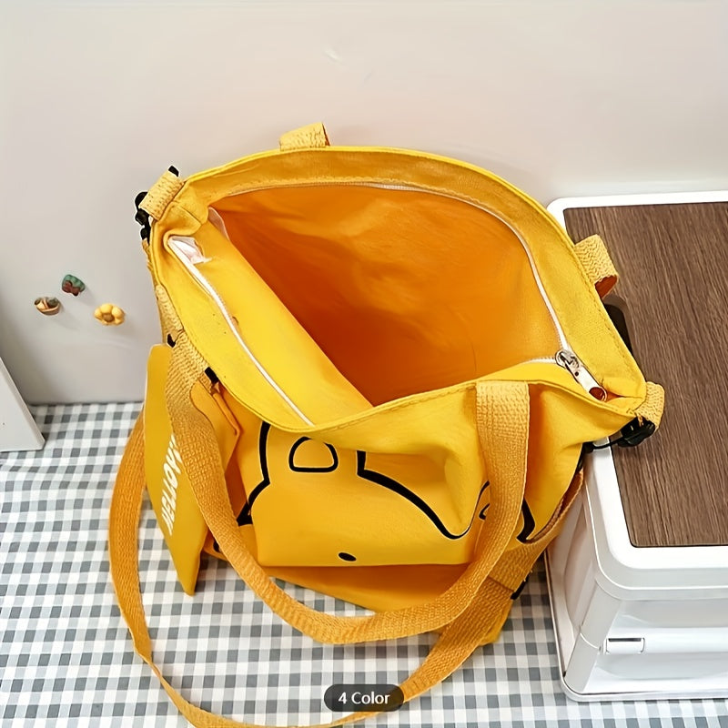 1PC cute cartoon printed handbag, large capacity shoulder bag and coin purse, perfect underarm bag for commuting