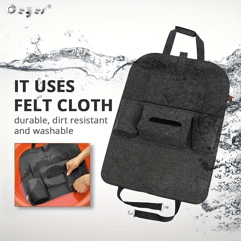 Portable Felt Car Seat Back Multi-Pocket Organizer - Spacious storage space for travel essentials, durable structure, easy installation - Perfect for road trips, family outings and daily commutes