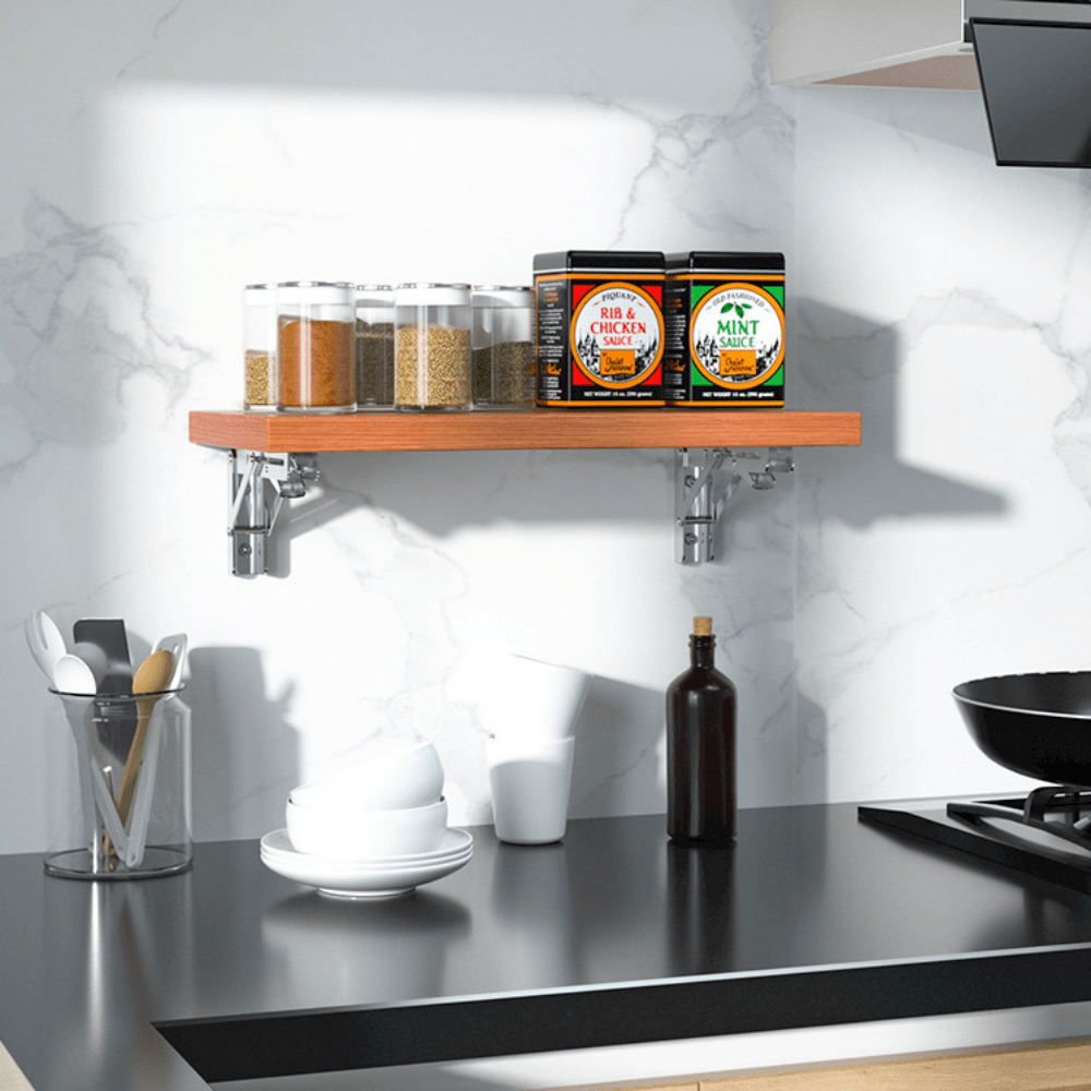 2 Pieces Heavy Duty Folding Shelves with Adjustable Angle - 90° Decorative Table and High Quality Metal Wall Mount Storage Bracket