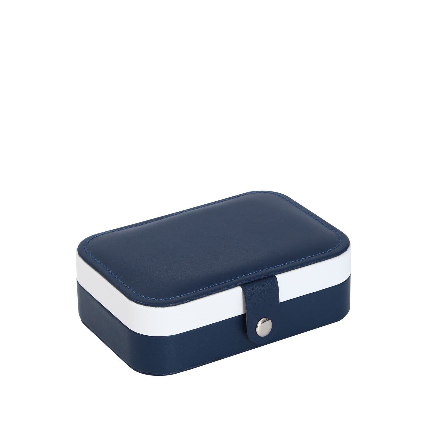 Portable double-layer imitation leather jewelry storage box - velvet interior, snap closure, can store earrings, necklaces, rings | Modern travel storage box with practical hook