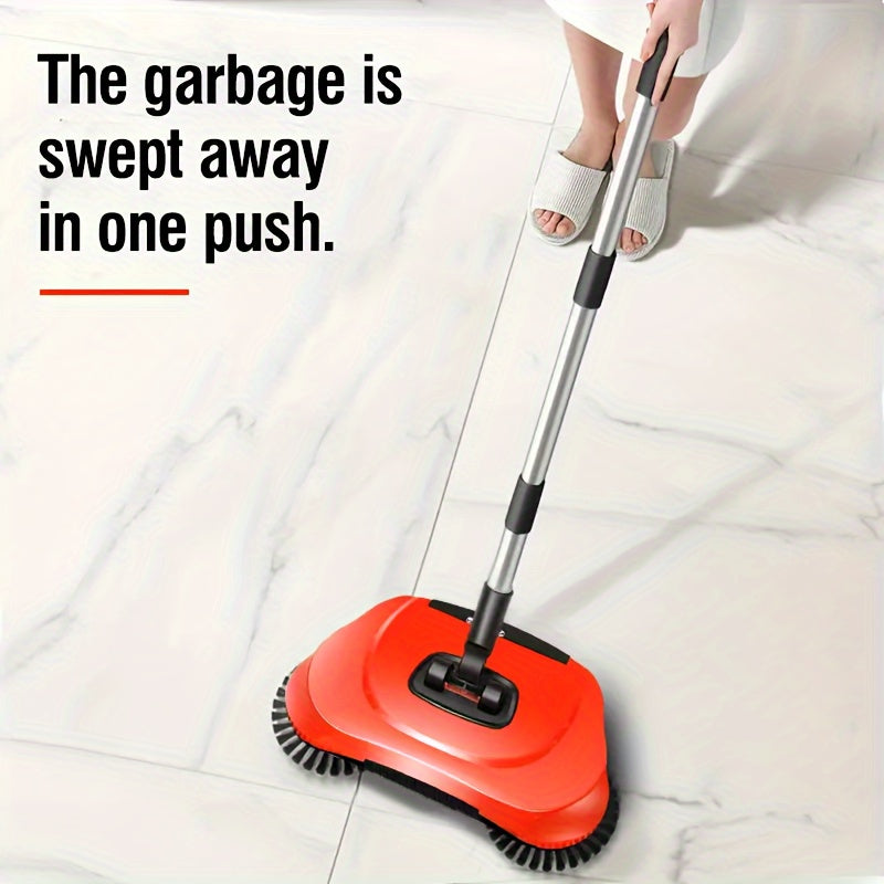 3-in-1 Manual Push Broom - Multi-function Cleaning Tool with Sweeping and Mopping Functions - Spiral System for Deep Cleaning - Crumb, Pet Hair and Dust Remover for Home, Office, Kitchen - Essential for Hardwood, Tile, Floor Cleaning