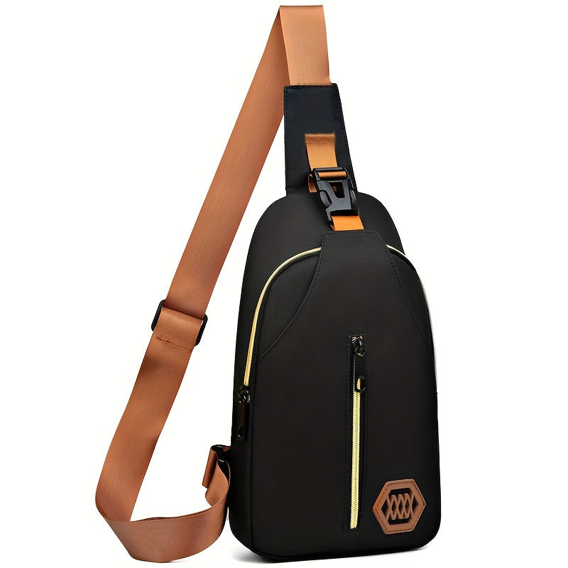 Boys Fashion Casual Crossbody Bag - Lightweight, Large Capacity Crossbody Chest Bag for Daily Commuting and Cycling, Adjustable Shoulder Strap, Black Nylon