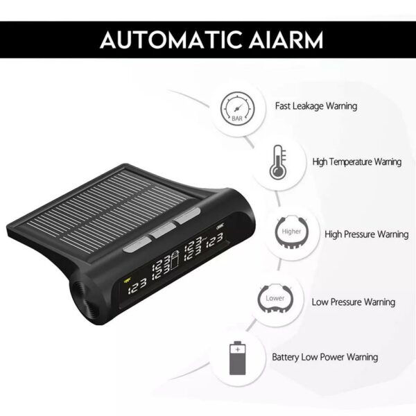 X6 Wireless Solar Tyre Pressure Monitoring System TPMS with Black and White LED