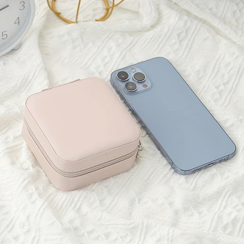 1 Piece Faux Leather Jewelry Storage Box, Portable Travel Jewelry Box with Compartments for Rings, Necklaces, Earrings, Bracelets - Unfinished, Freestanding Style Storage Solution for Bedroom, Dressing Table, Drawer Organization