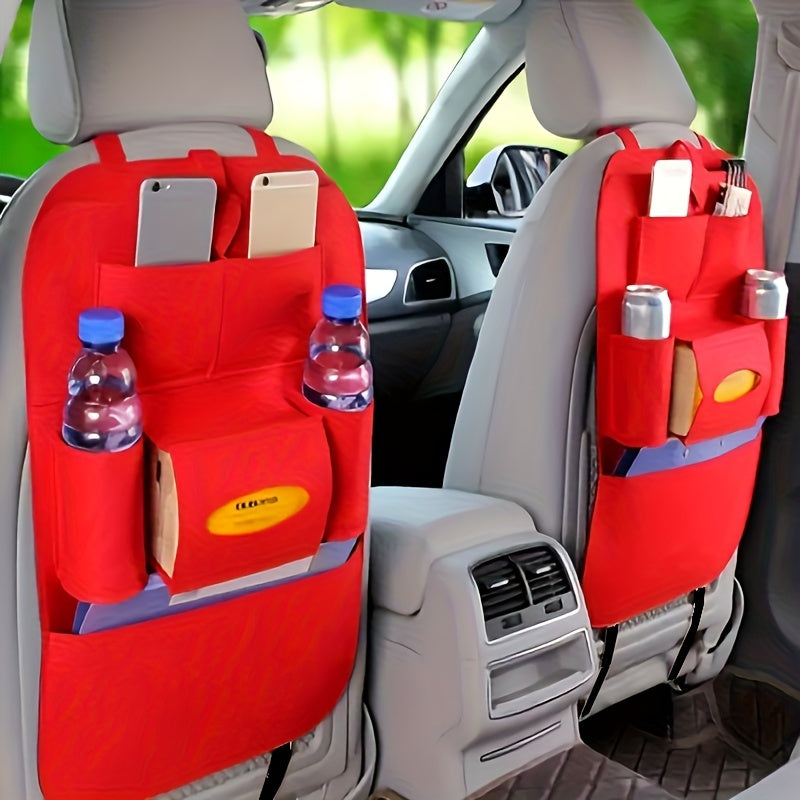 Portable Felt Car Seat Back Multi-Pocket Organizer - Spacious storage space for travel essentials, durable structure, easy installation - Perfect for road trips, family outings and daily commutes