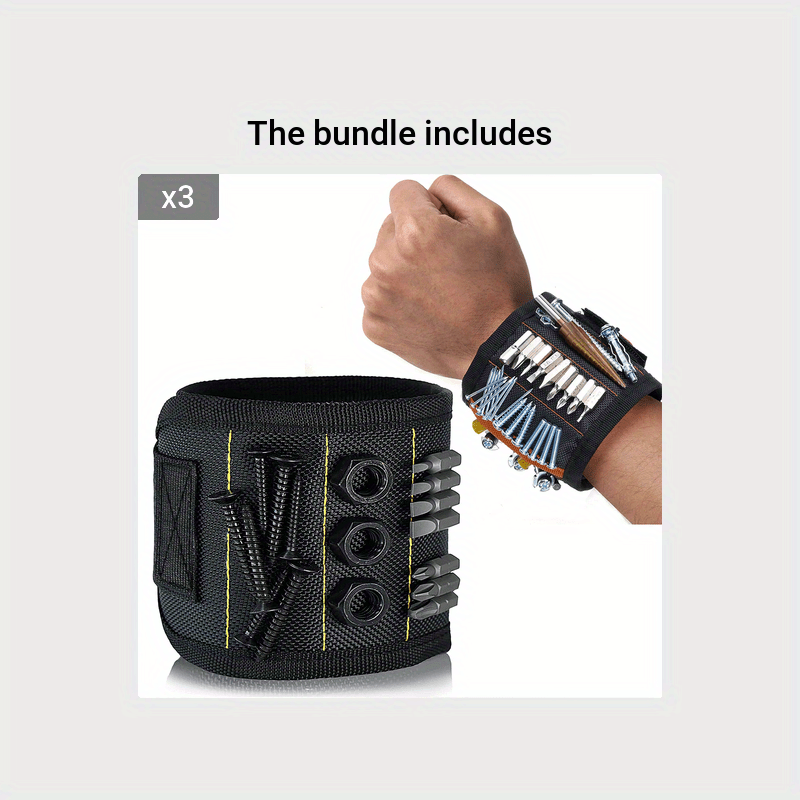 1pc Mighty Magnetic Tool Wristband - Super Strong Neodymium Magnets Hold Nails, Screws, & Tools Securely - Durable Work Essential for Hands-Free Convenience