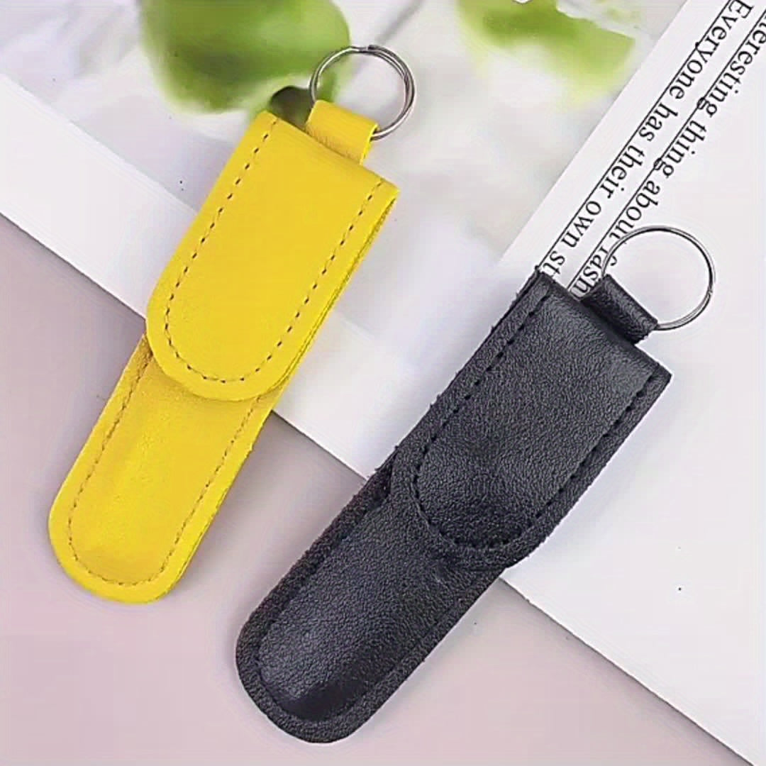 6 in 1 Stainless Steel Ear Wax Removal Tool Kit with PU Leather Case - Portable Ear Cleaner Set with Multiple Heads and Spoon for Ear Care in Stick Shape, No Batteries Required