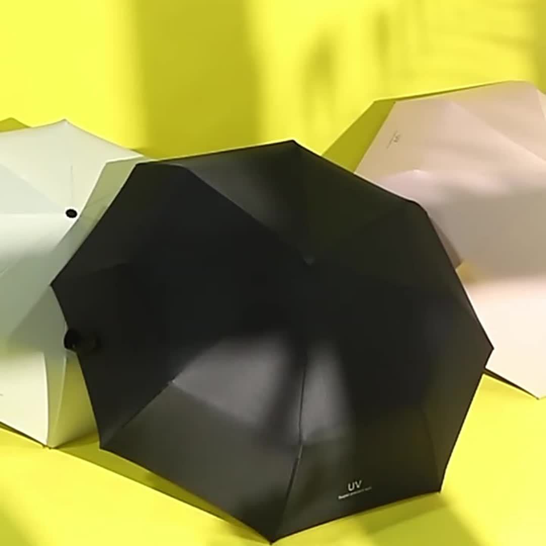 Automatic opening folding umbrella with UV protection, 8 steel ribs, 190T polyester pongee fabric, windproof, compact, sun and rain protection - Professional for business and travel