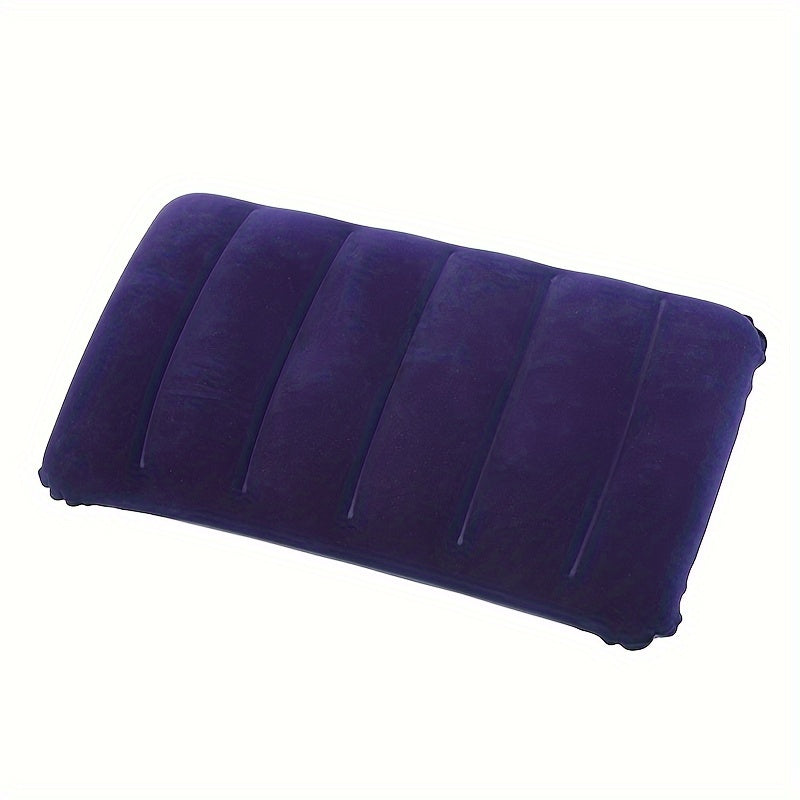 Compact portable inflatable pillow 18.75x11.75 inches - soft, foldable design for travel and home use, easy to inflate, snap closure