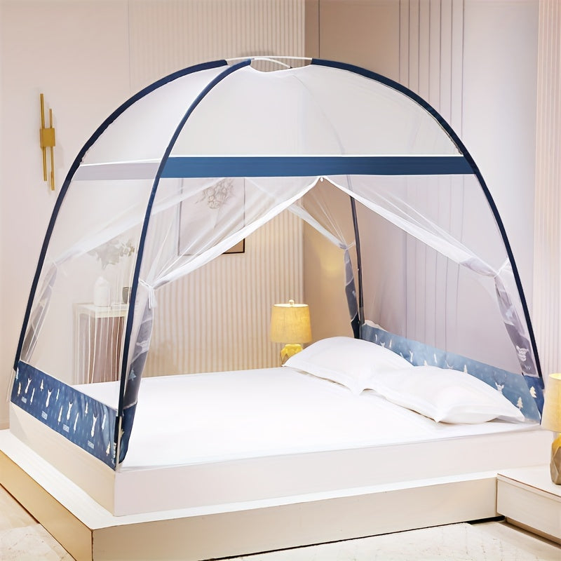 1 piece pop-up cartoon yurt bed cover - 360° all-round mosquito net, quick installation, no installation required, dustproof, large space, summer bedroom bedding home fashion decoration, easy to assemble, portable, space saving