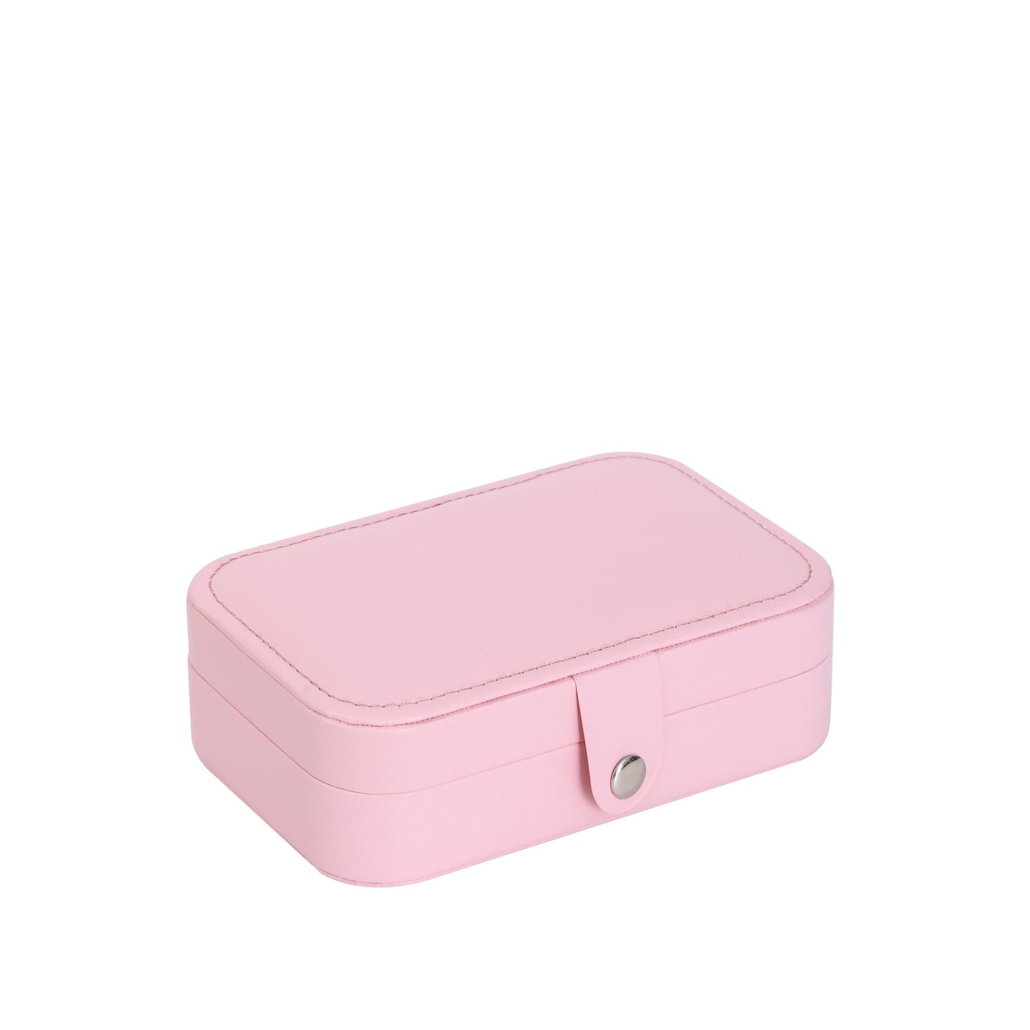 Portable double-layer imitation leather jewelry storage box - velvet interior, snap closure, can store earrings, necklaces, rings | Modern travel storage box with practical hook