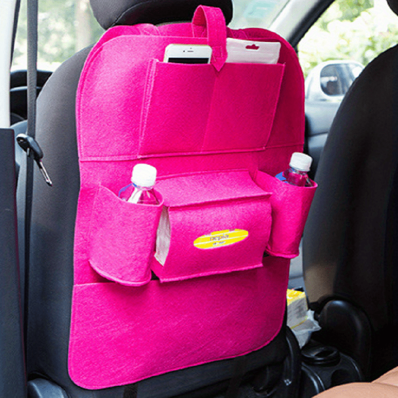 Portable Felt Car Seat Back Multi-Pocket Organizer - Spacious storage space for travel essentials, durable structure, easy installation - Perfect for road trips, family outings and daily commutes