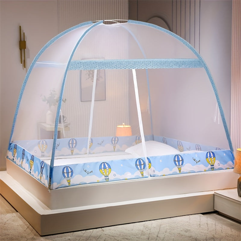 1 piece pop-up cartoon yurt bed cover - 360° all-round mosquito net, quick installation, no installation required, dustproof, large space, summer bedroom bedding home fashion decoration, easy to assemble, portable, space saving