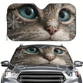 1pc Winter Owl Windshield Sunshade UV Blocking & Heat Reflective Car Window Shade with Snowy Owl Eyes Design Foldable Sunshade for SUVs Trucks Cars Fit Windshield Cover Durable Polyester Sunshade for Cold Weather Driving Vehicle Sun Protection E