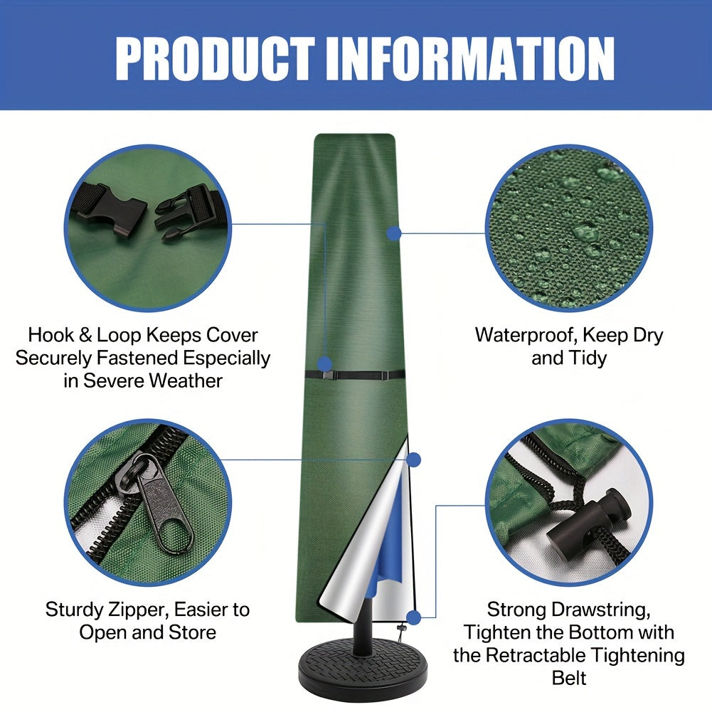 Waterproof Patio Umbrella Cover - Durable Polyester, Fits Cantilever Offset Umbrellas 90-150 Inches, Multiple Size and Color Options