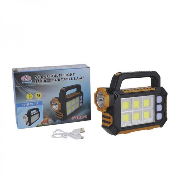Rechargeable Solar Powered 6COB + 1 LED Work Light