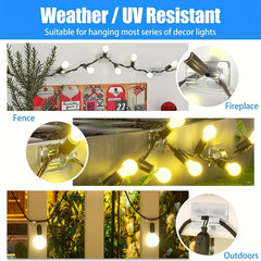 25pcs Clear Plastic Adhesive Hooks Weather & UV Resistant Wall Hangers For Outdoor & Indoor Decor Lights Storage Organizer