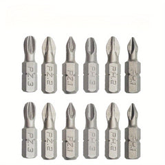 6pcs/set 25mm Cross Bits Set Hex Shanked Anti Slip Screwdriver Bits Magnetic Non Slip Drill Batch Head PH1/PH2/PH3/PZ1/PZ2/PZ3
