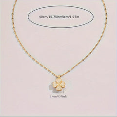 1pc Stainless Steel Four Leaf Clover Necklace with Accents Bohemian Style Golden Tone Chain Unisex Jewelry for Men & Women Casual Attire & Holiday Gifts (Christmas Halloween)