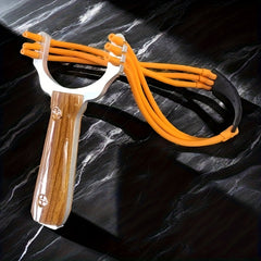 Professional Outdoor Hunting Y Shaped Slingshot with Orange Rubber Bands Durable Aluminum Alloy Perfect for Adventurers Hunters and Fishing Enthusiasts