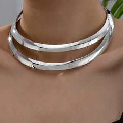 An elegant sexy luxurious and exaggerated double layer iron smooth Women's neck collar eye catching trendy collar for banquets parties festivals streets and daily life