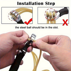 4pcs High Performance Slingshot Launcher Set with Quick Press Rubber Bands Heavy Duty & Ultra Portable with Ergonomic Grip Safety Lock & Wrist Strap Ideal for Outdoor Shooting Fishing Camping Hiking Perfect Gift for Adults (Black) Ideal for Ch