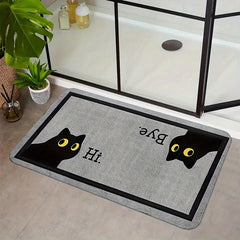 Cute Black Cat Doormat With "B&K Hi" Design