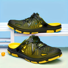 & Men's Quick Dry Slip On Beach Sandals Lightweight Water Shoes with Arch Odor Technology & Drainage Holes for Pool Lake Garden Summer Swim Sneakers (No Socks/Elastic Opening) Breathable Footwear