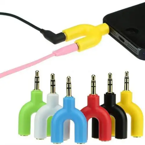 KY-148 U-Shaped Stereo 2 Way Converter Headphone Splitter 3.5mm 1 Male to 2 Female