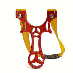 1pc Thick Flat Slingshot for Adults Durable Aluminum Alloy Ambidextrous Design with Rubber Bands Portable & Sturdy for Outdoor Archery Hunting and Target Practice Red Archery Accessories Sleek Metallic Finish Textured Grip Handle