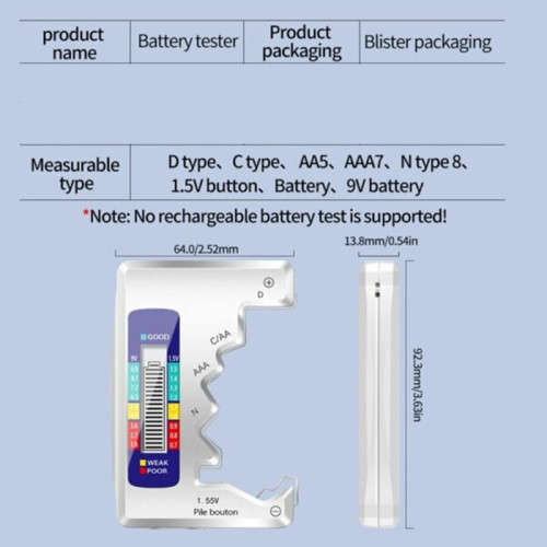 Universal 1.5V Digital LCD Tri-Color Battery Tester Checker Detector