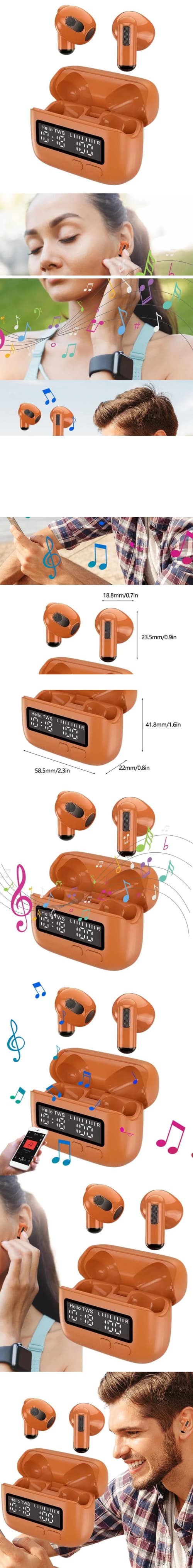 TWS Waterproof Large Digital Display ENC Function Mini In-Ear Headphones