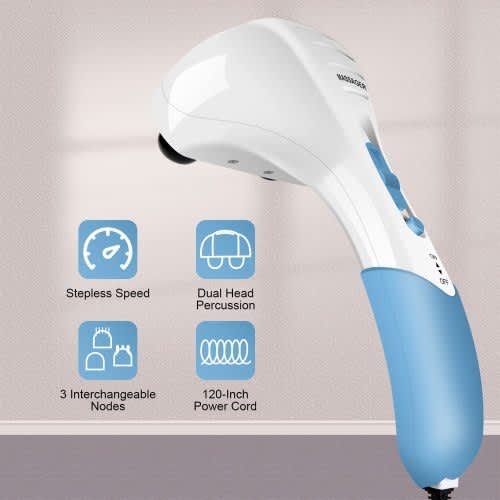 Handheld Neck and Back Massager-Double-Head Electric Full Body Massager (Blue)
