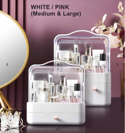 Makeup storage box for jewelry, cosmetics and perfume can be stored on the dressing table