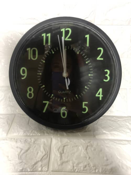 12inches Wall Clock Non Ticking Glow In The Dark Number Night Light for Room Office Home (black)