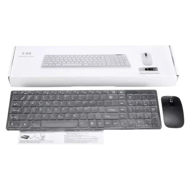 Ultra-thin 2.4g Wireless Keyboard Mouse Combos With Keypad Film Black/White