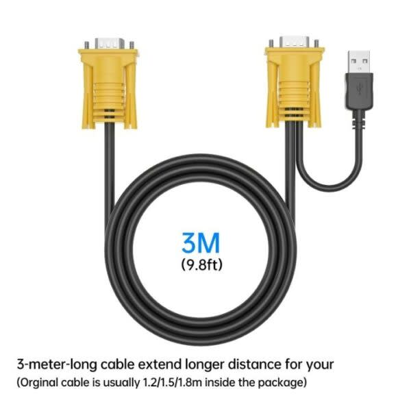 XF0181 2-in-1 USB VGA KVM Cable 3m