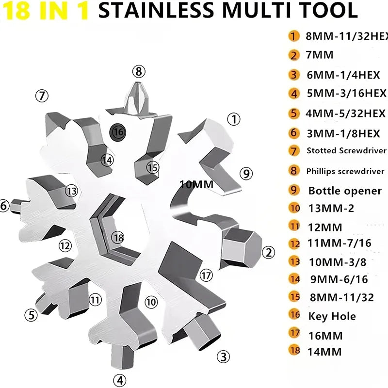18 In 1 Snowflake Multitool, Christmas Stocking Stuffer,Unique Gifts For Men Women, Snowflake Multi-Tool,Screwdriver Christmas Gift