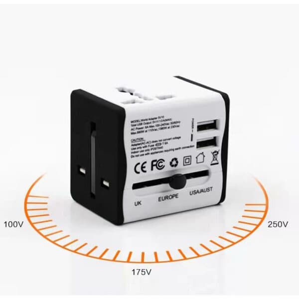 Jiageng All-In-One Global Travel Adapter Wall Charger With Dual USB Charging Ports